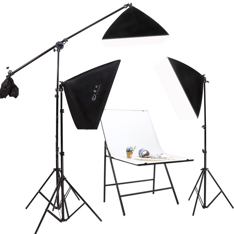 Đèn Chụp Ảnh Sản Phẩm, Bộ Đèn Studio, quay phim, Livestream chuyên nghiệp, chân đèn cao 2m kèm Softbox 50x70cm