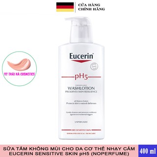 Sữa tắm không mùi cho da cơ thể nhạy cảm Eucerin Sensitive Skin pH5 Washlotion 400ml (UNPERFUMED)