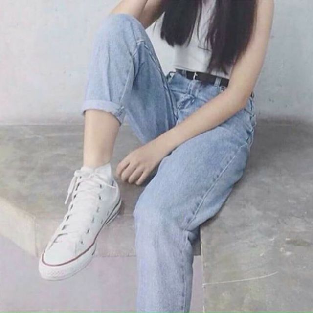 Baggy trơn simple style xanh bụi