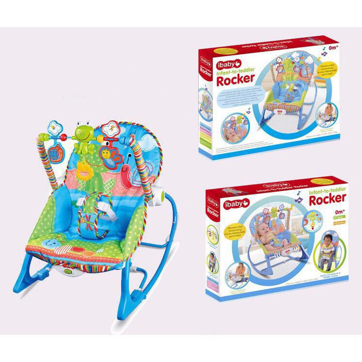 Ghế rung cho bé Ibaby Roker xanh và hồng