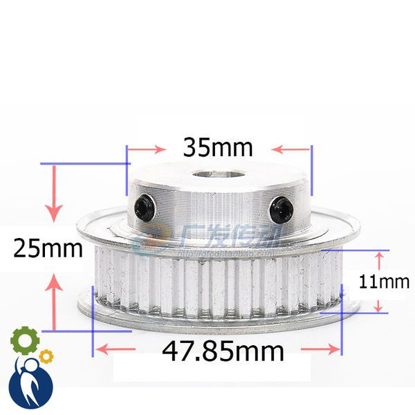 Buly, Puly, Pulley XL Trục 8mm - 30 Răng, sử dụng với dây đai XL