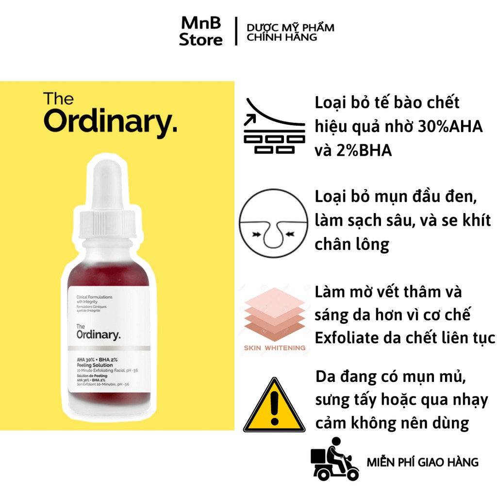 Serum The Ordinary AHA 30% + BHA 2% Peeling Solution, dưỡng da đều màu, giảm thâm mụn 30ml | BigBuy360 - bigbuy360.vn