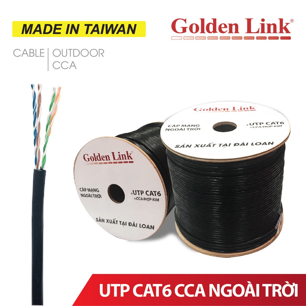 Cáp mạng ngoài trời Golden Link cao cấp chuẩn CAT6 bắm sẵn đầu kết nối - dây mạng, cáp mạng, cáp lan