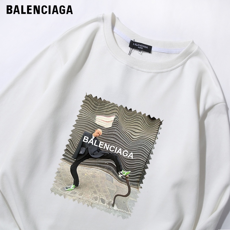 Balenciaga Áo Sweater Thể Thao Vải Cotton Cổ Tròn Kiểu Cổ Điển Thời Trang Cho Các Cặp Đôi 5903 #