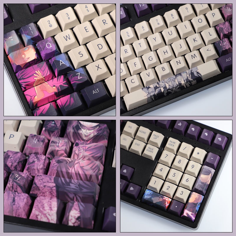 Jujutsu Kaisen keycap Cherry Profile Gojo Satoru theme Anime PBT Dye thăng hoa bàn phím cơ keycap 108 phím