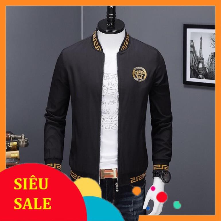 RẺ NHẤT SHOPEE áo khoác nam in viền áo versace logo thêu quảng châu