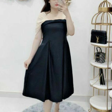 Đầm big size maxi xòe trễ vai từ 60kg-90kg