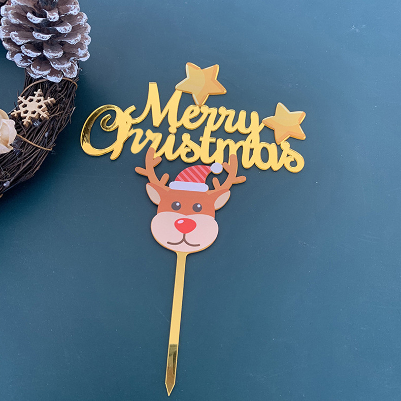 Phụ Kiện Trang Trí Bánh Hình Chữ Merry Christmas Bằng Acrylic