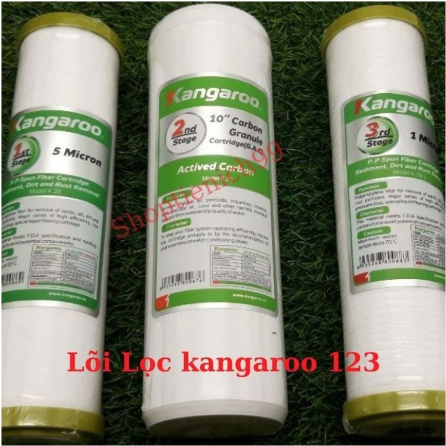 [Mã ELHA03 giảm 5% đơn 300K] Bộ 3 lõi lọc nước số 1,2,3 Kangaroo chính hãng