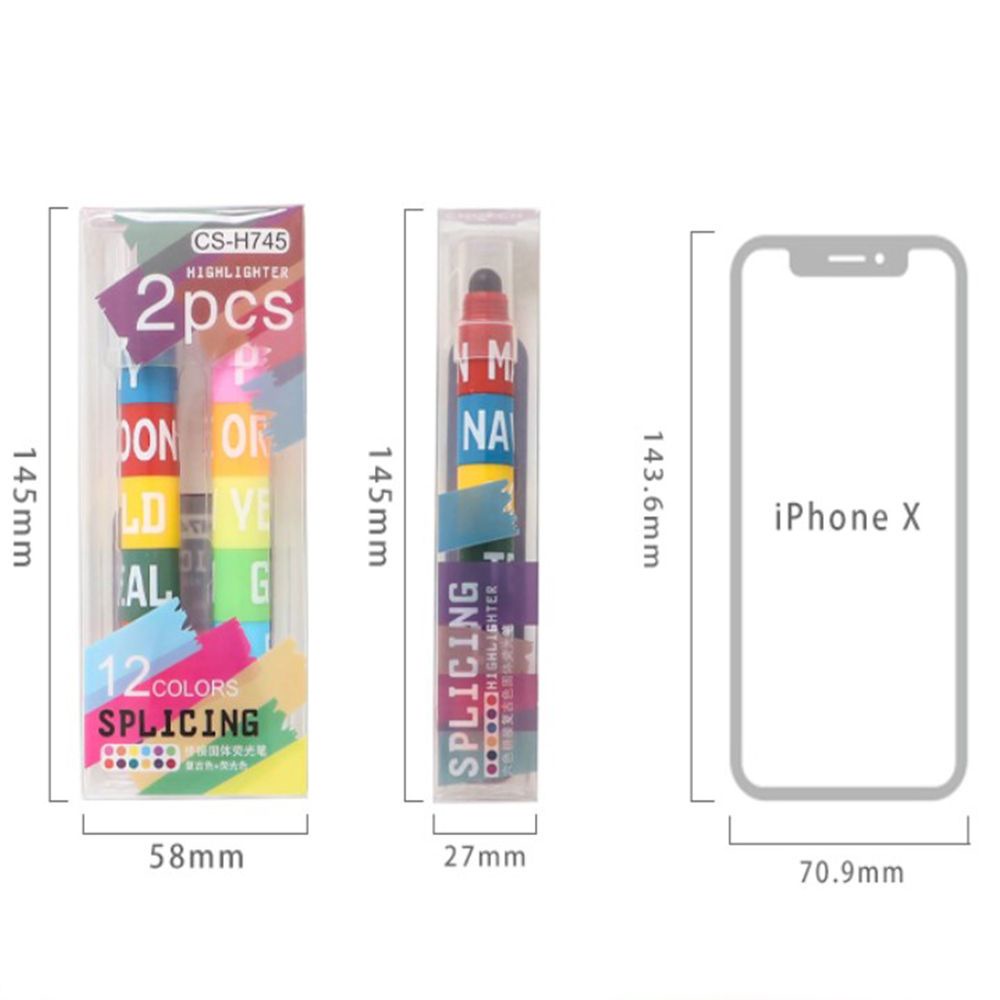 Bút dạ quang 6 màu sắc phong cách retro cho học sinh