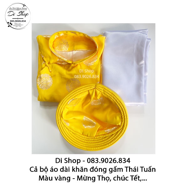 Cả bộ Áo dài khăn đóng truyền thống nm gấm Thái Tuấn chính hãng  - MÀU VÀNG