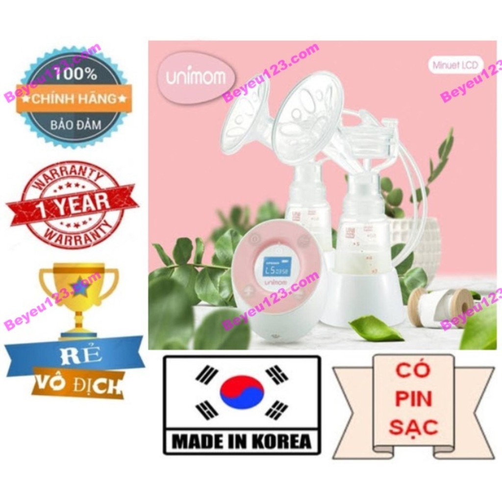 Máy hút sữa điện đôi cao cấp UNIMOM MINUET LCD có tích pin sạc - HÀN QUỐC - UM872019