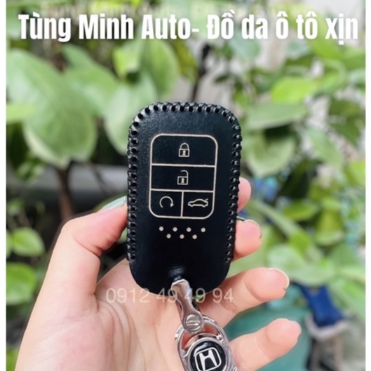 Bao Da Chìa Khoá Honda Civic, City RS, Accord (4 nút),Bọc chìa khoá Da Bò thật , khâu tay
