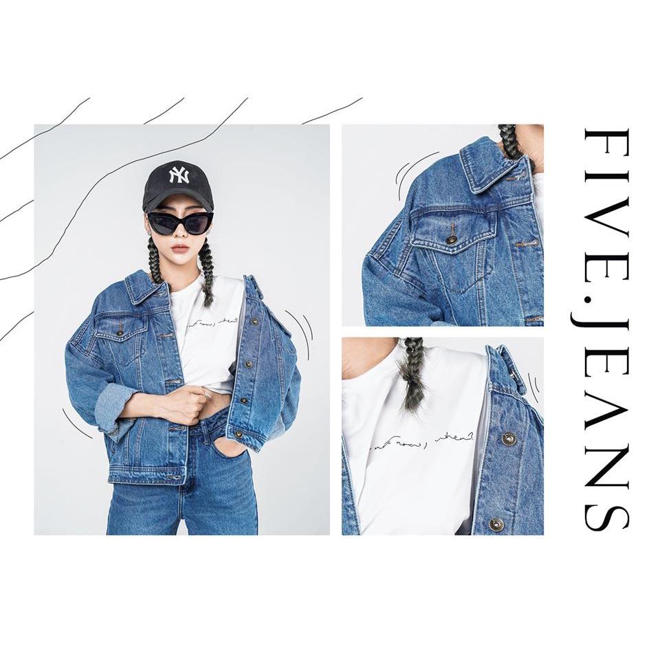 Áo khoác Denim Jacket phom rộng thương hiệu Five Jeans