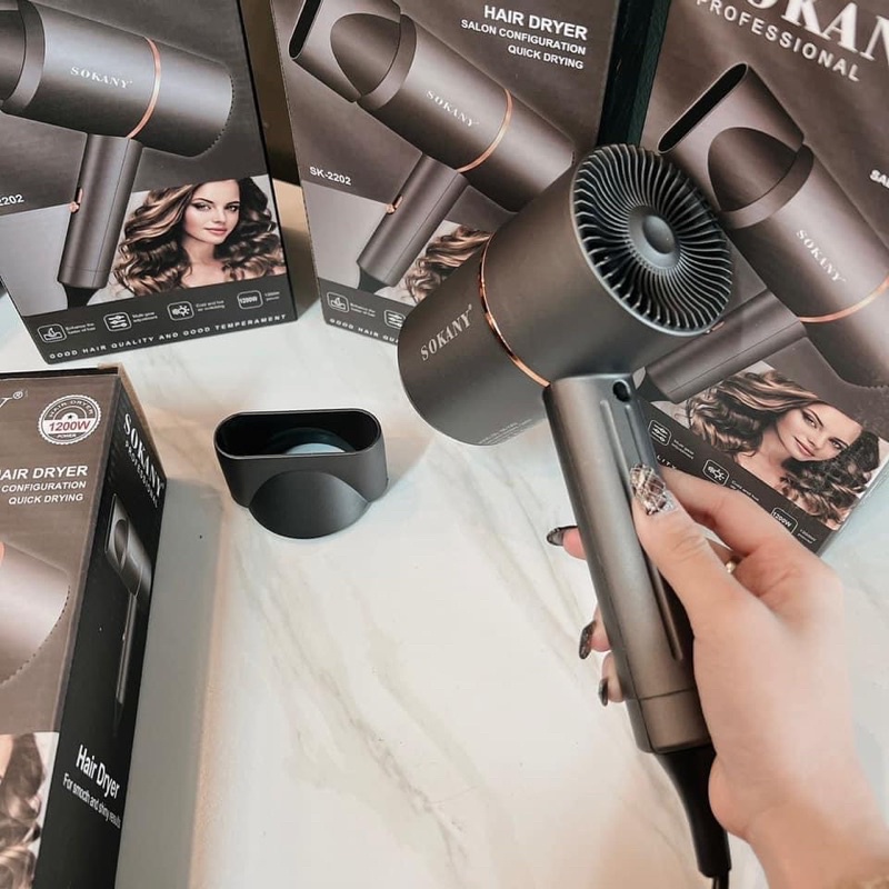 Máy Sấy Tóc Công Suất Lớn Sokany- SK2202 chính hãng Công Suất 1200W Tặng Kèm 1 Đầu Sấy Tạo Kiểu