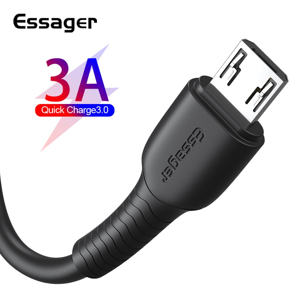 Dây Cáp Sạc Nhanh Kiêm Truyền Dữ Liệu ESSAGER Micro USB 3A 0.3m Dành Cho Điện Thoại Android