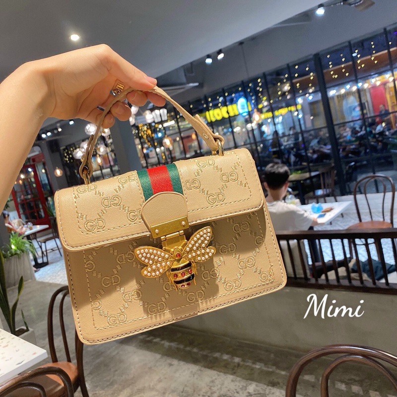 Túi Gucci size 20cm khoá ong 3 màu đen trắng nude