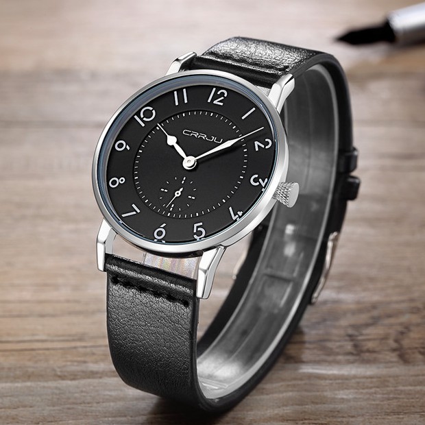 Đồng hồ Quartz Crrju 2112 chống thấm nước với dây đeo da