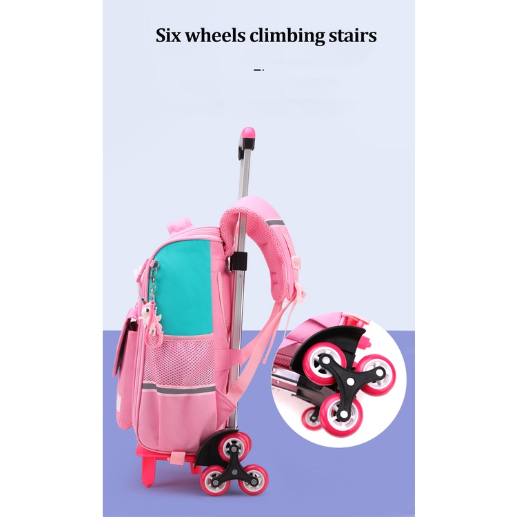 Balo Chuwanglin sức chứa lớn có tay kéo và 6 bánh xe độc đáo cho trẻ em