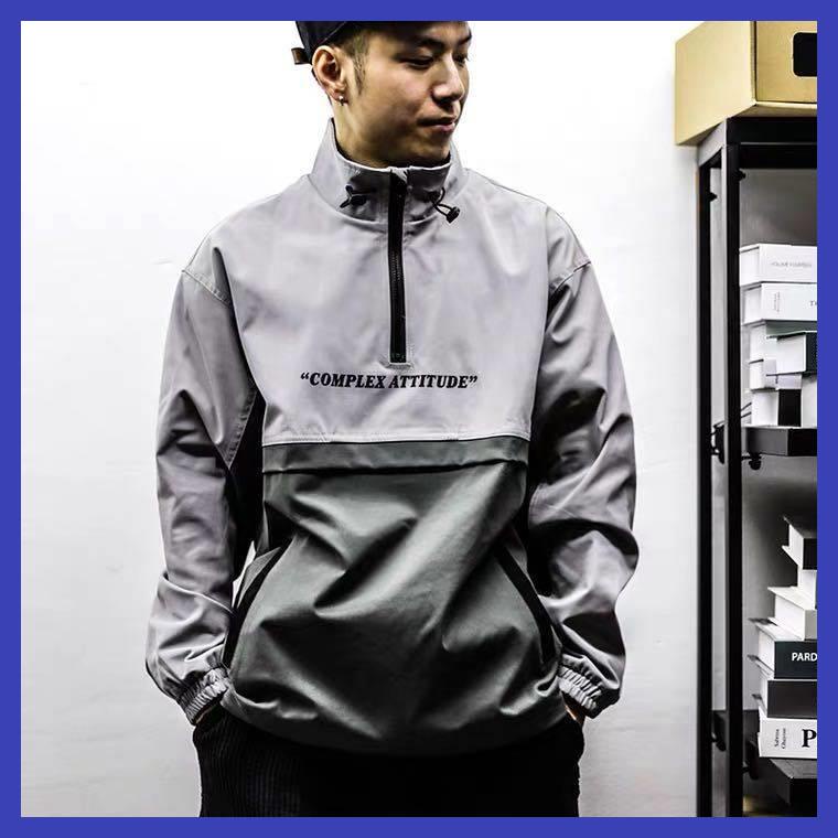 Áo Khoác Chui Đầu Phối Khóa Kéo Nửa Thân Kiểu Hip-Hop Thời Trang Xuân Thu Cá Tính