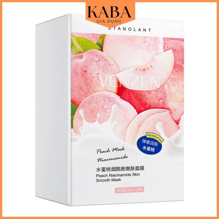 Mặt nạ ngủ VENZEN chiết xuất quả đào protein dưỡng ẩm se khít lỗ chân lông không cần rửa KABA