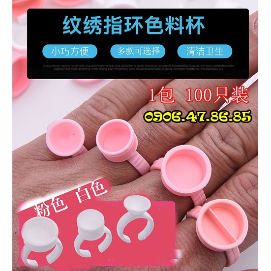 100 chiếc Nhẫn nhựa đựng mực xăm, sáp điêu khắc, keo nối