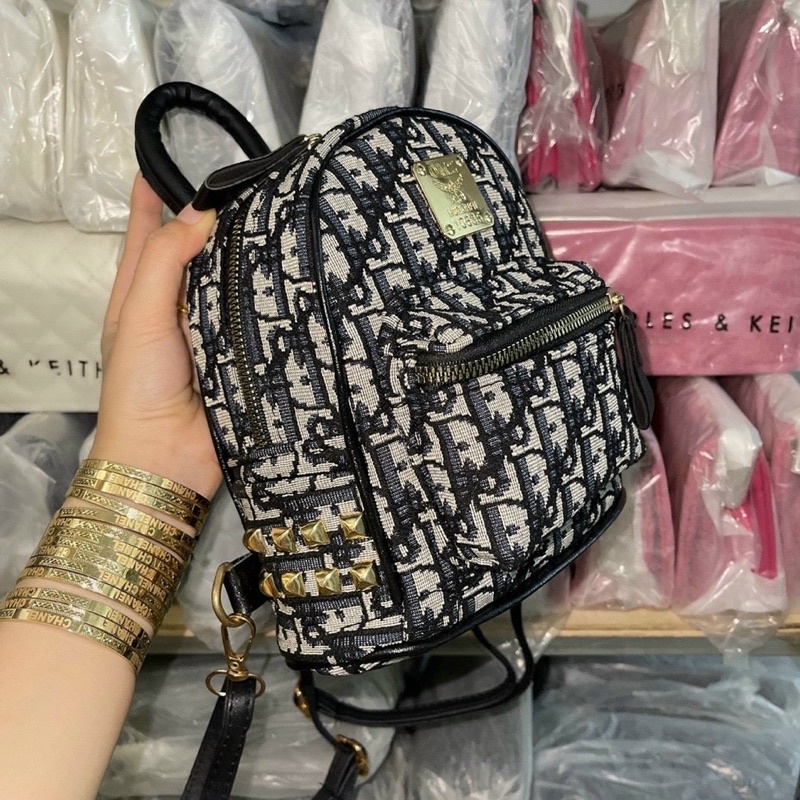 Balo mini chất liệu vải dù hoạ tiết chữ siêu đẹp