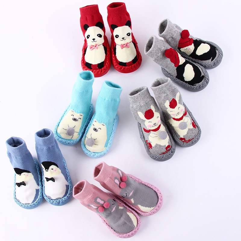 Vớ Da PU Chống Trượt Hình Thỏ Cho Bé Trai &amp; Gái