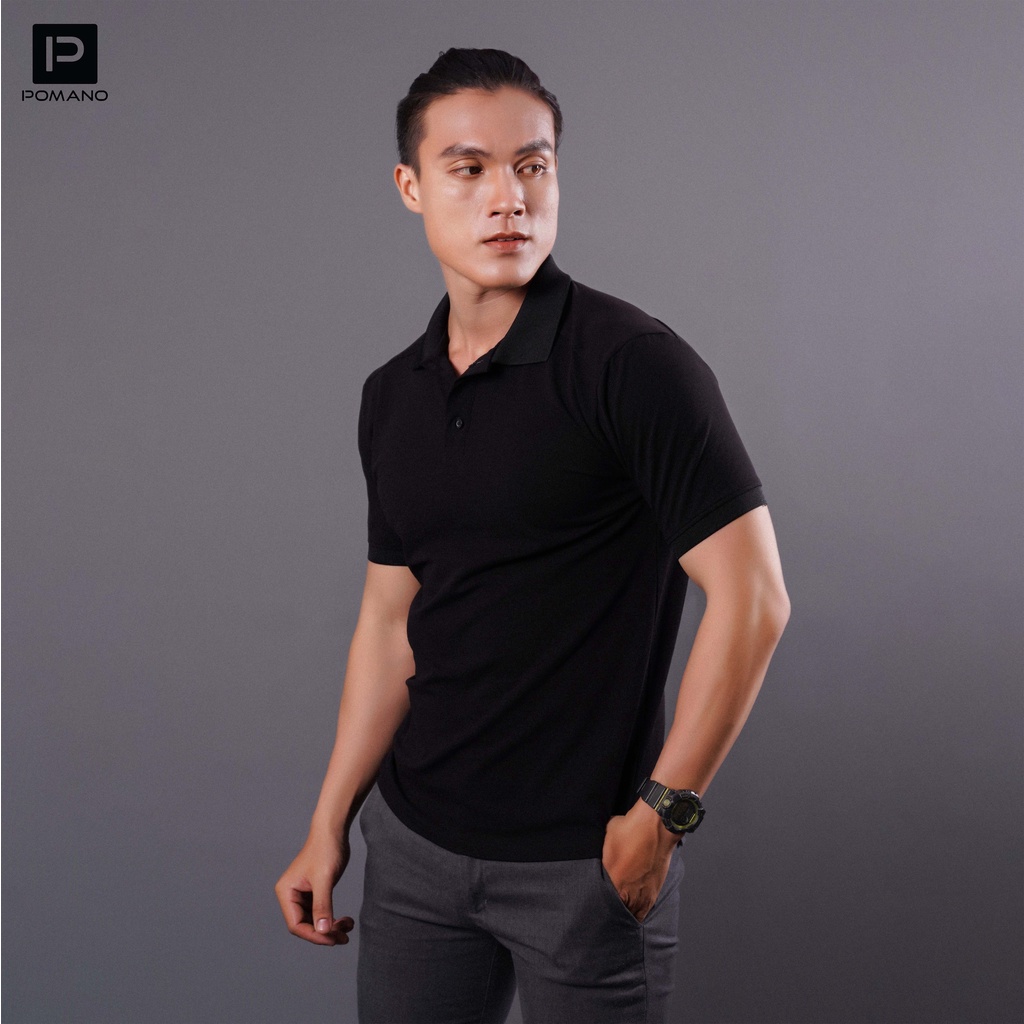 Áo thun POLO nam cổ bẻ vải cá sấu Cotton xuất xịn, chuẩn form màu Đen - POMANO | BigBuy360 - bigbuy360.vn
