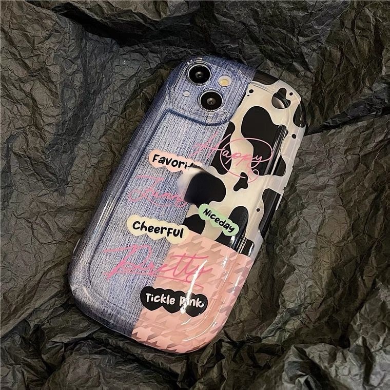 Ốp Điện Thoại Họa Tiết Bò Sữa Cho iPhone 12 13 11 Pro Max X Xs Max Xr