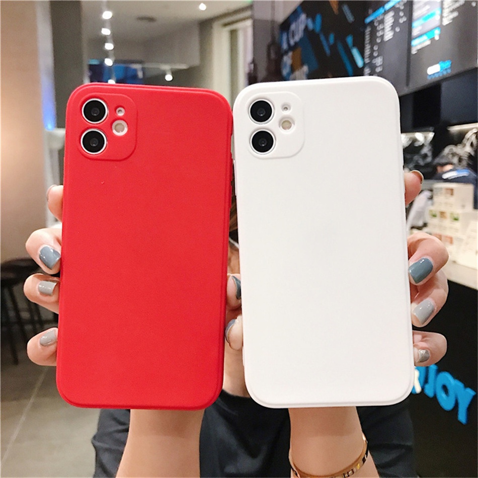 Ốp Điện Thoại Silicon Dẻo Mặt Nhám Dáng Vuông Sang Trọng Cho iPhone 7 8 Plus 7Plus 8Plus 11 12 13 Pro Max Mini