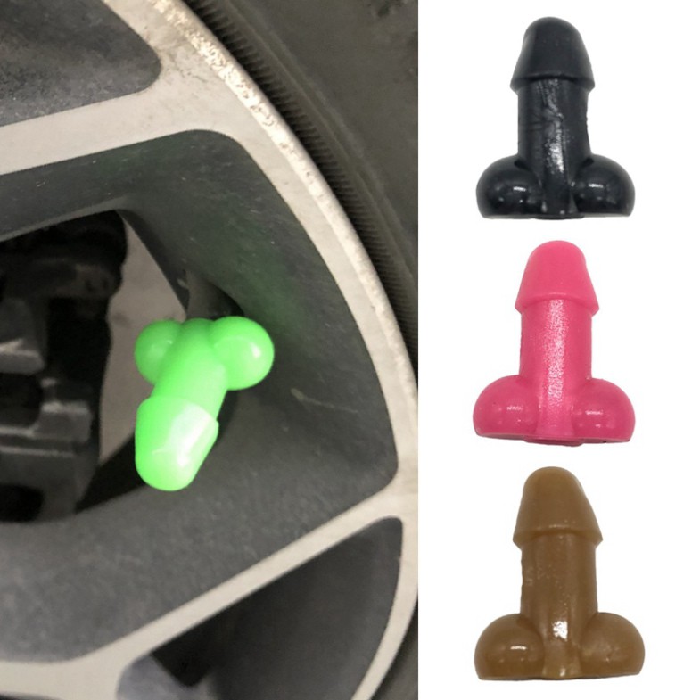 Set 4 Nắp Đậy Van Bánh Xe Đạp / Xe Máy Phát Sáng Độc Đáo Vui Nhộn Ốp