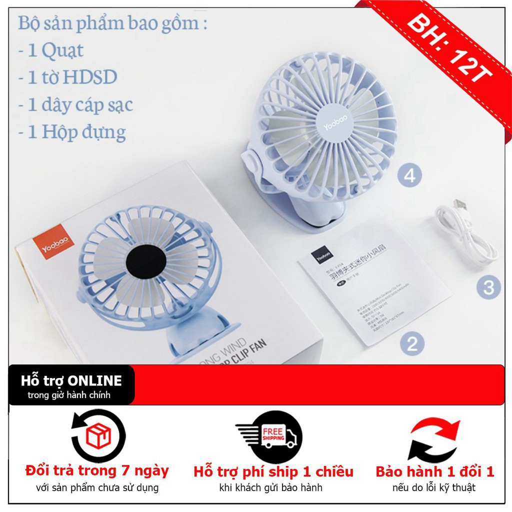 Quạt tích điện dùng liên tục 32 tiếng Y-F04 6400mAh- Hàng chính hãng YOOBAO | BigBuy360 - bigbuy360.vn
