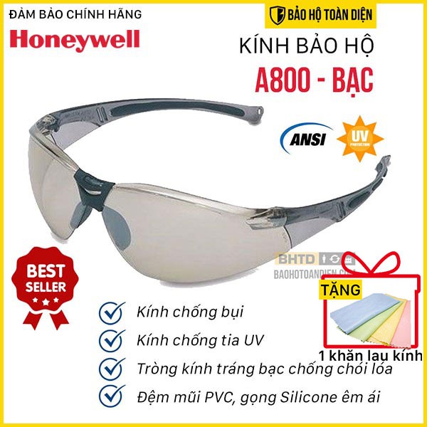 (GIÁ SỐC CHÍNH HÃNG) Kính chống bụi Honeywell Sperian A800 bạc [TẶNG KHĂN LAU KÍNH] Kính chống bụi, chống gió, tia UV