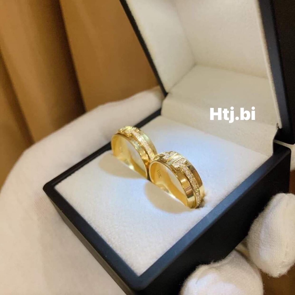 Nhẫn đôi nhẫn cặp mạ vàng kiểu dáng đơn giản sang trọng khắc 10 k y như thật