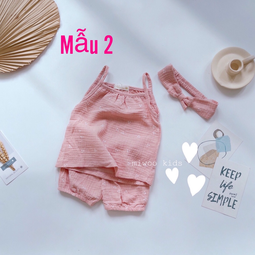 Đồ bộ 2 dây chất musline cao cấp cho bé gái / Đồ bộ 2 dây bé gái