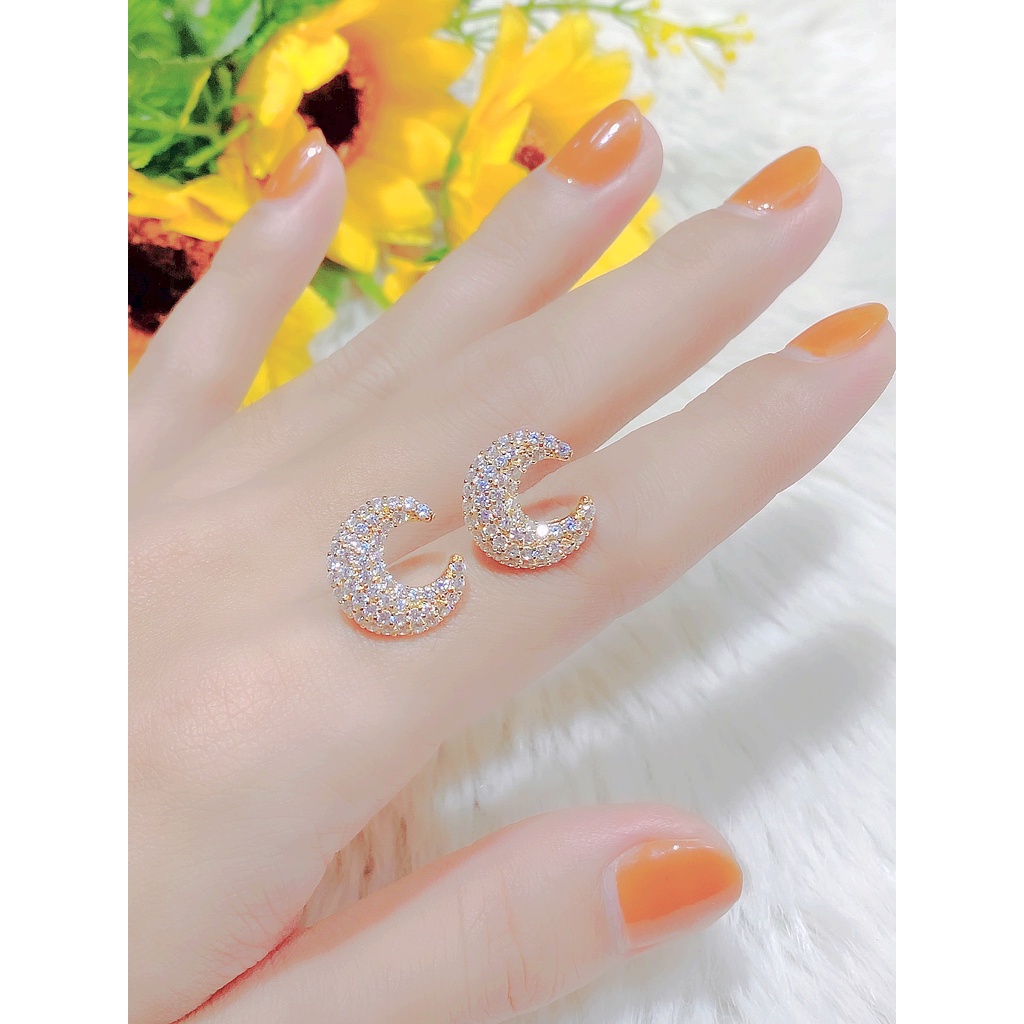 Bông tai nữ UHA mạ vàng 18K , đính kim cương nhân tạo B1227134-75