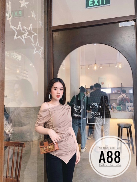 Bigsize Áo thun lệch vai A88