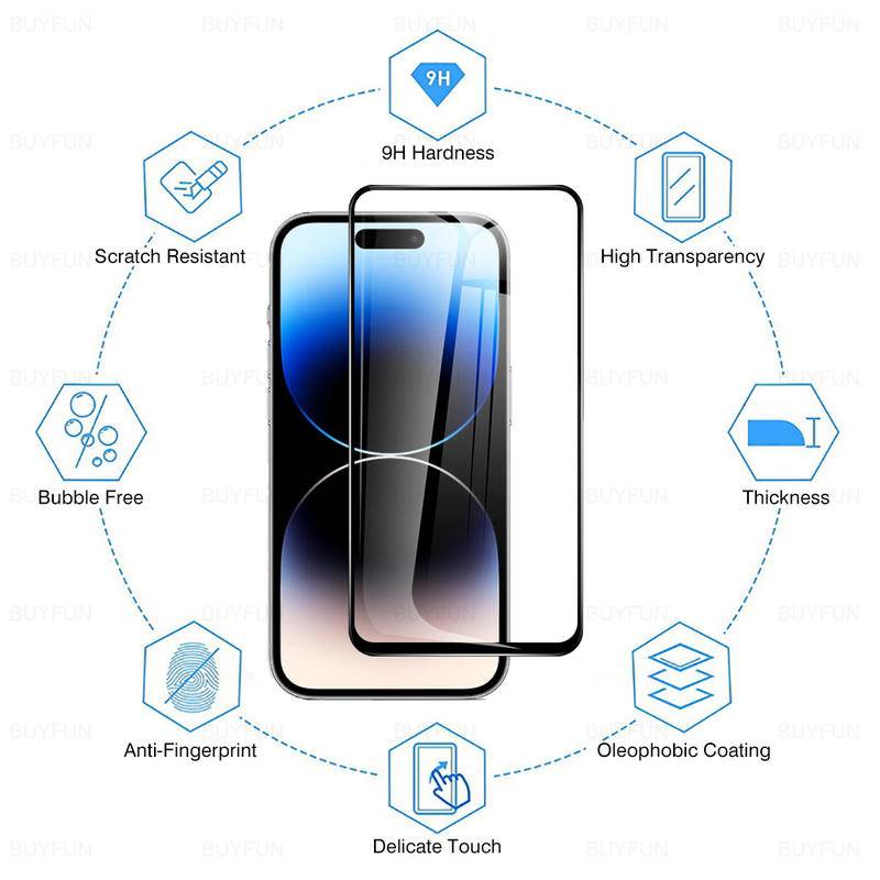 Kính Cường Lực Bảo Vệ Màn Hình Cho iPhone 14 13 12 11 Pro Max Mini Plus 6 6s 7 8 Plus SE 2020 2022 X Xs XR Max