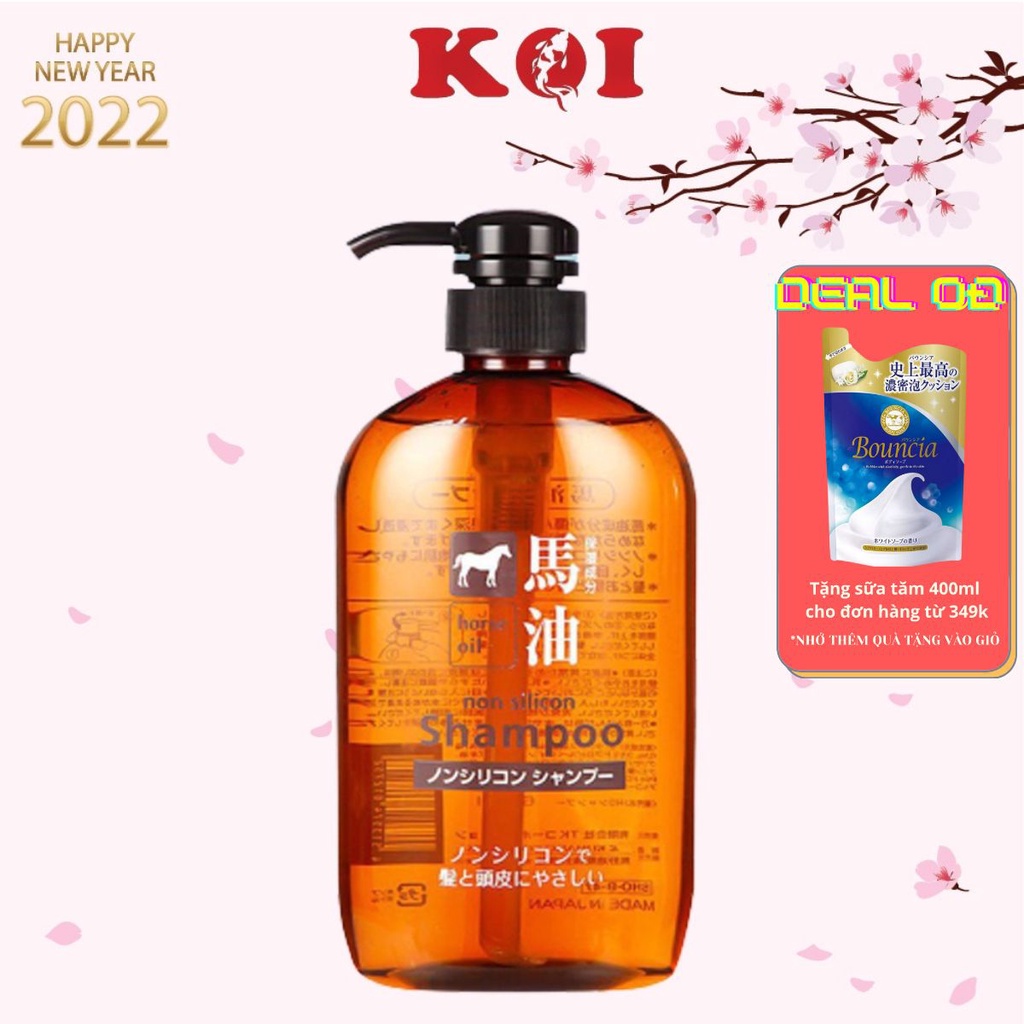 Dầu gội chiết xuất từ dầu ngựa Kumano Cosme Station Horse Oil Non Silicon Shampoo 600ml