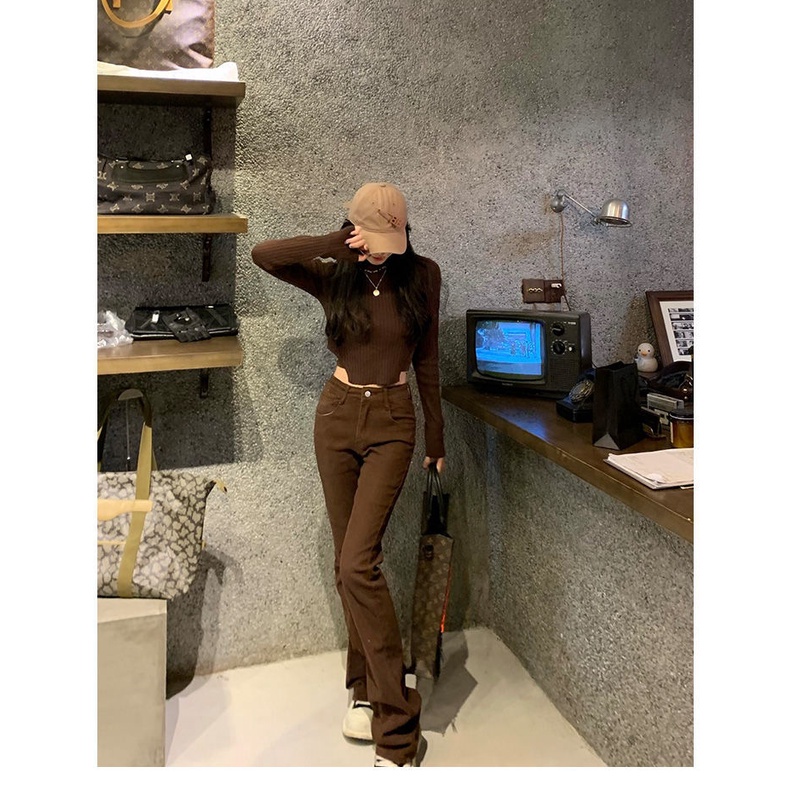 NRVP Quần Jean Dài Ống Rộng Thời Trang Hàn Quốc Cá Tính Cho Nữ