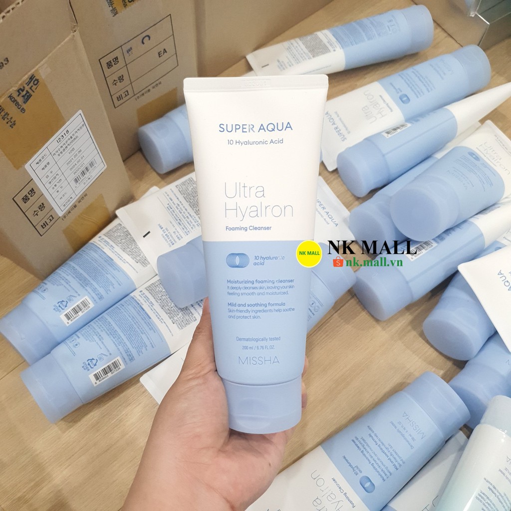 (Đủ bill) Sữa Rửa Mặt làm sạch và mịn da cho da dầu Missha Super Aqua Ultra Hyalron Foaming Cleanser 200ml