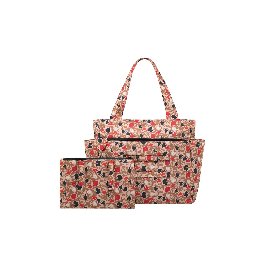 Cath Kidston - Túi đeo vai/Recycled Rose Large WFH Tote - Marble Hearts Ditsy - Brown -1041248