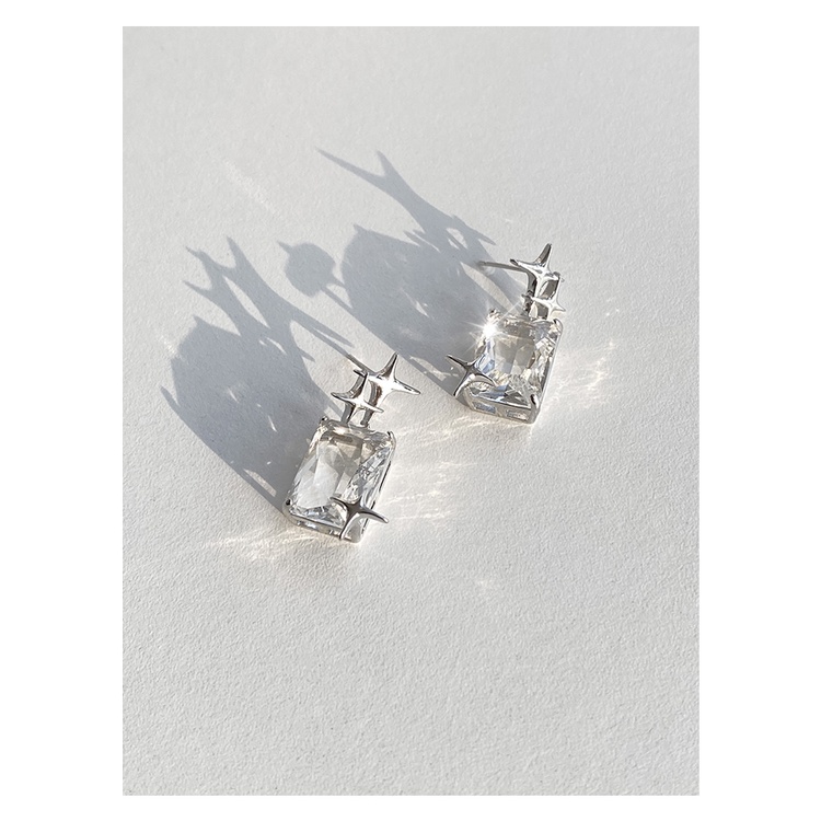 Bông Tai Xi Mạ Bạc 925 Hình Ngôi Sao Đính Đá zircon