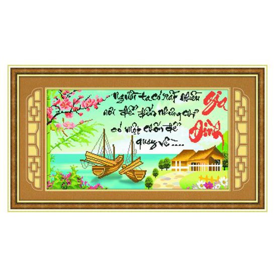 [SALE OFF] Tranh đính đá gia đình 77x46cm