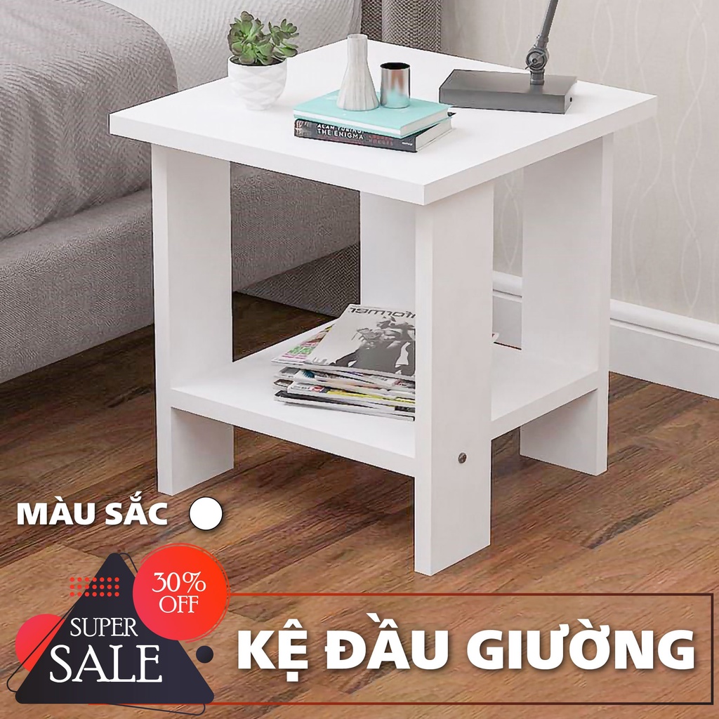 Bàn trà sofa kích thước 40X40 cm ba màu vân gỗ, trắng ,đen decor để đầu giường