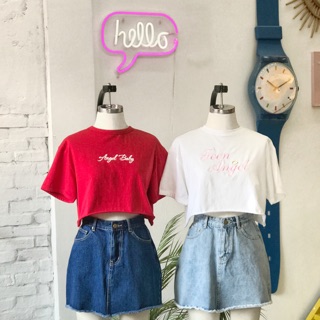 Usthebasic - Áo Croptop Angel Baby