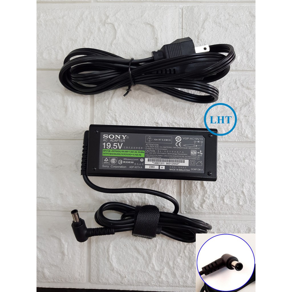 Sạc Adapter Tivi Sony 19.5V 4.7A tặng kèm dây nguồn - Bảo hành 12 tháng