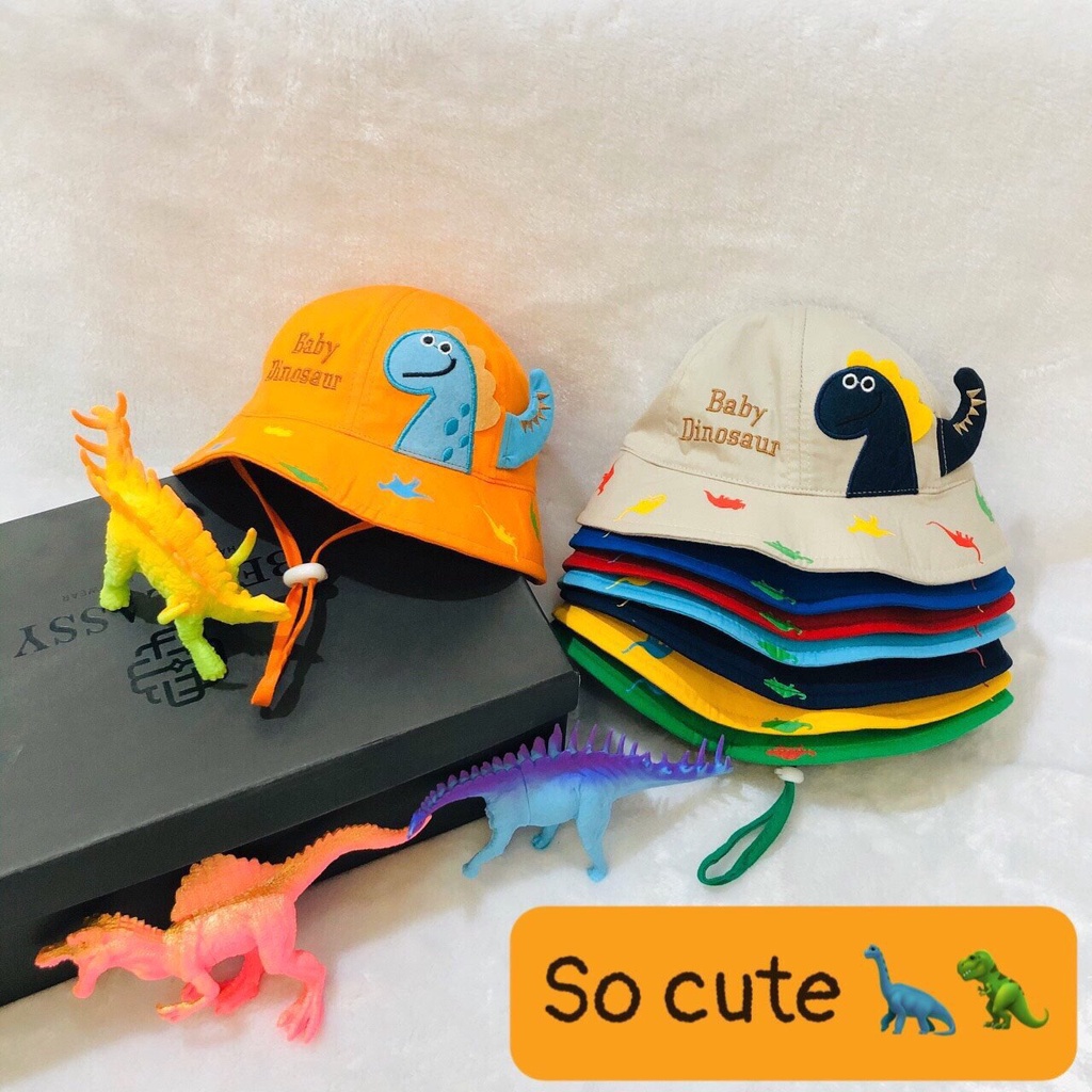 Mũ vành cho bé trai bé gái từ 6 tháng đến 18 tháng họa tiết hình khủng long mùa hè đáng yêu xinh xắn