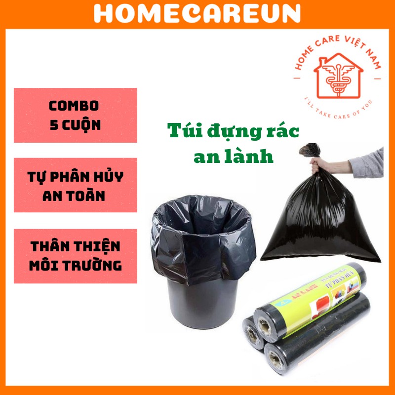 Combo 5 cuộn túi đựng rác tự phân hủy An Lành